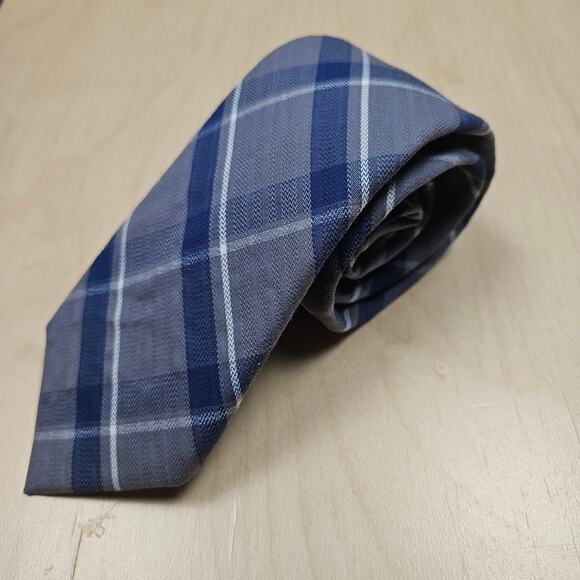 Apt. 9 Men's Neck Tie 100% Cotton Plaid Preppy Madras Blues Gift Student Office - Picture 1 of 5